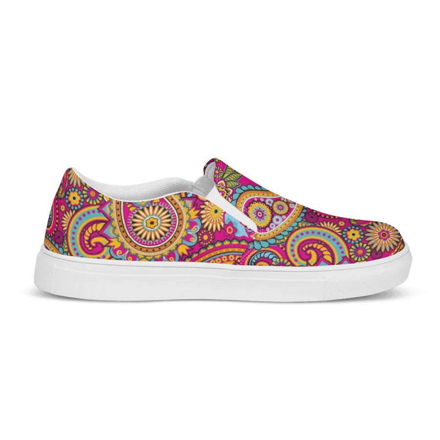 Pink Paisley Slip On Women's Canvas Footwear product image (11)