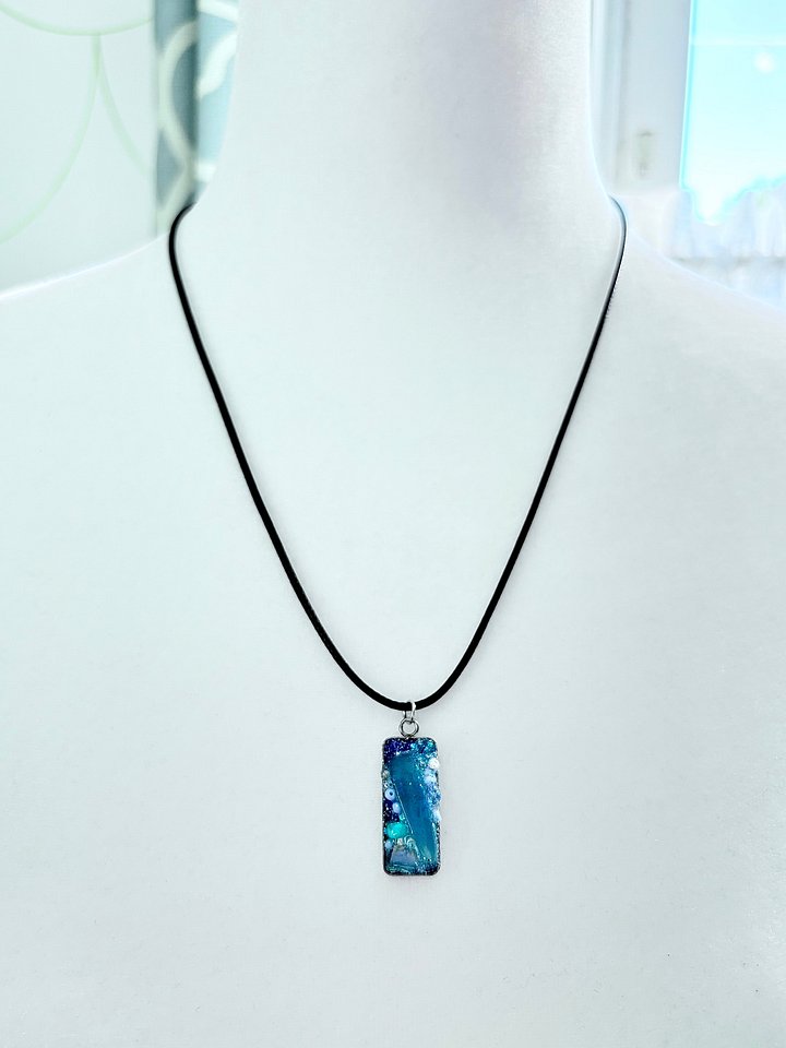 Ocean-Inspired Sea Glass Necklace | Rectangle Pendant | Monique Faella Designs™ | MFD-00023 product image (2)