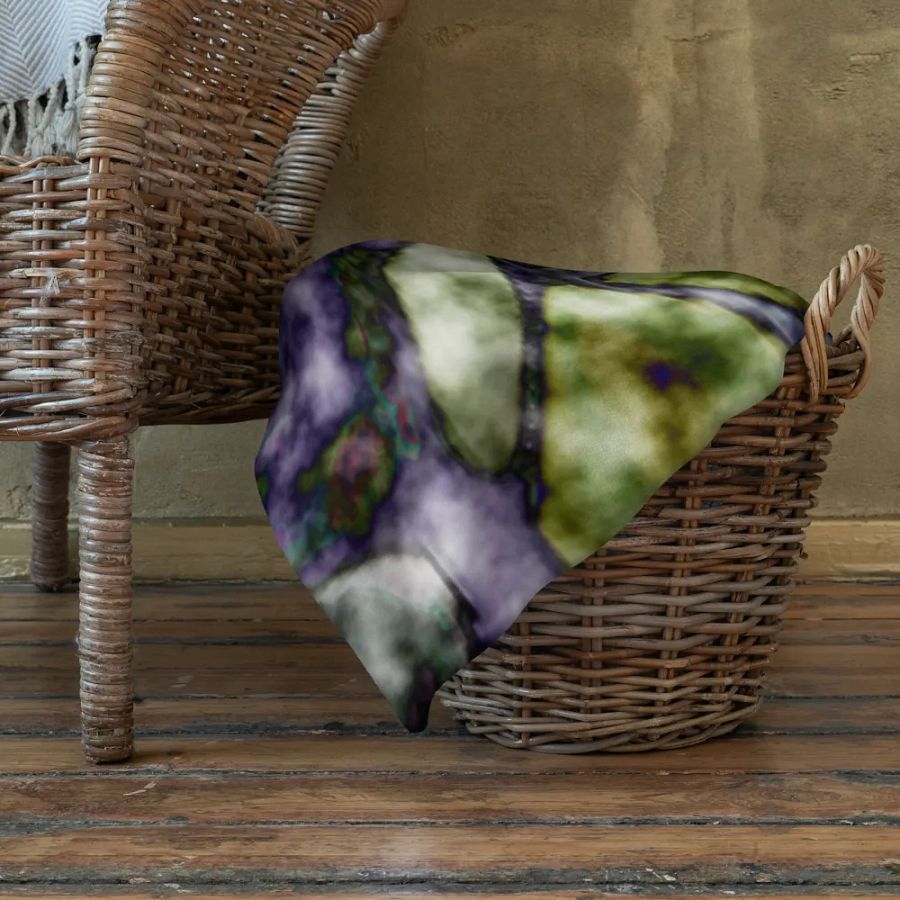 Bohemian 6 Pointed Madala Green and Purple/ Throw Blanket by Allcolor product image (12)