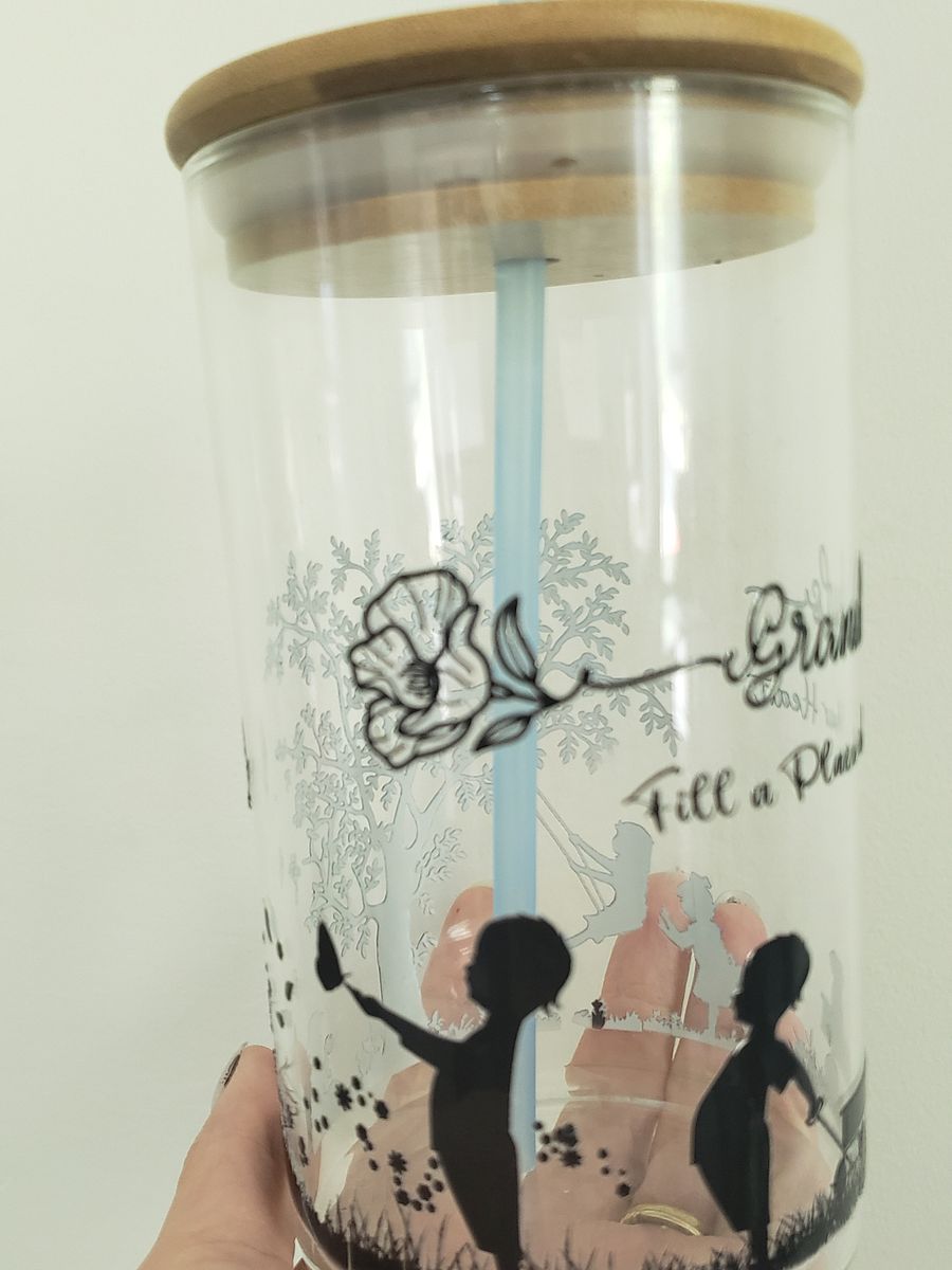 Grandkids Fill a Place in Your Heart Garden Memories Glass Jar: Eco-Friendly Glass Jar with Nostalgic Design product image (3)