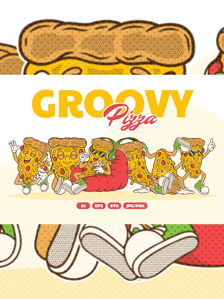Retro Pizza Groovy Illustration product image (1)