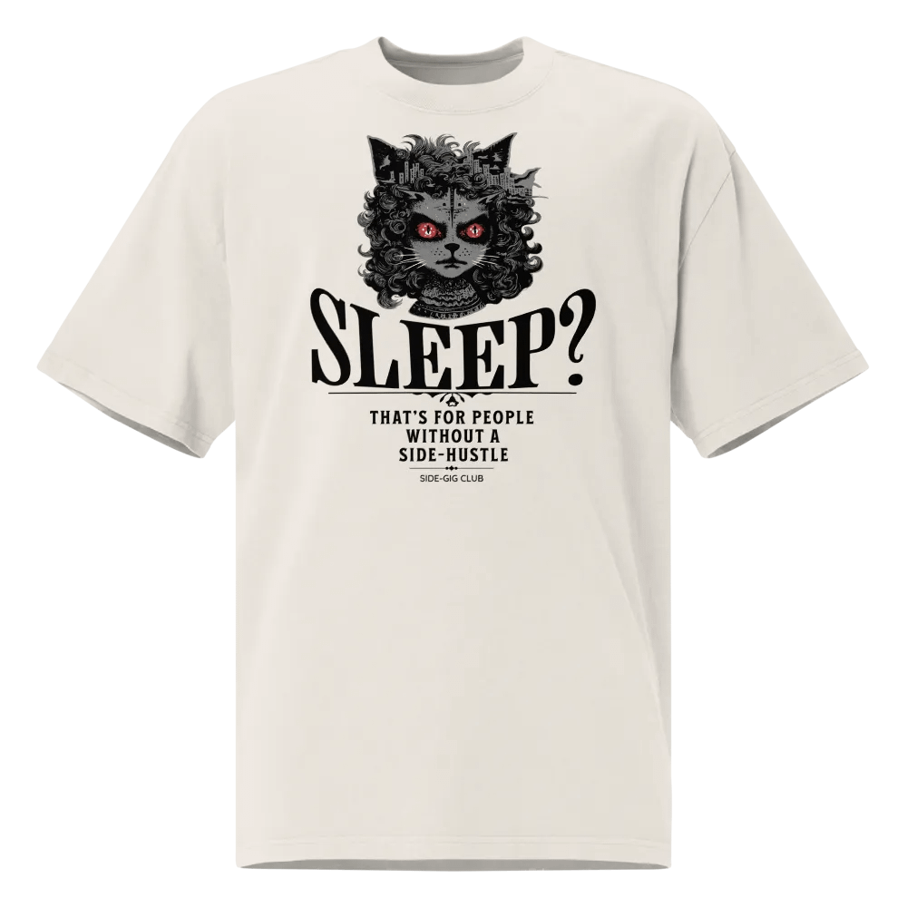 Sleepless Hustle: No Sleep, Just Side-Gigs Oversized Tee in Vivid Black product image (9)