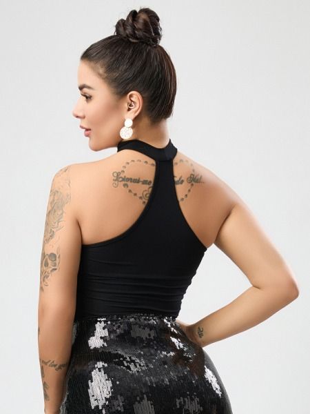 Wholesal high quality sexy slight stretch solid color tight bodysuit e product image (1)