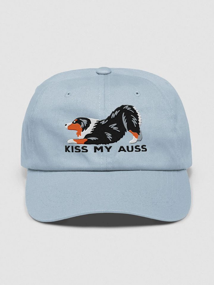 Kiss My Auss Classic Dad Hat(Embroidered) of an Australian Shepherd(Tricolor) product image (9)