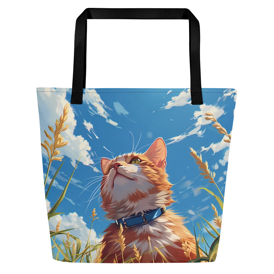 Tote Bag: Ginger Cat Tall Grass Tranquil Blue Sky Design product image (3)