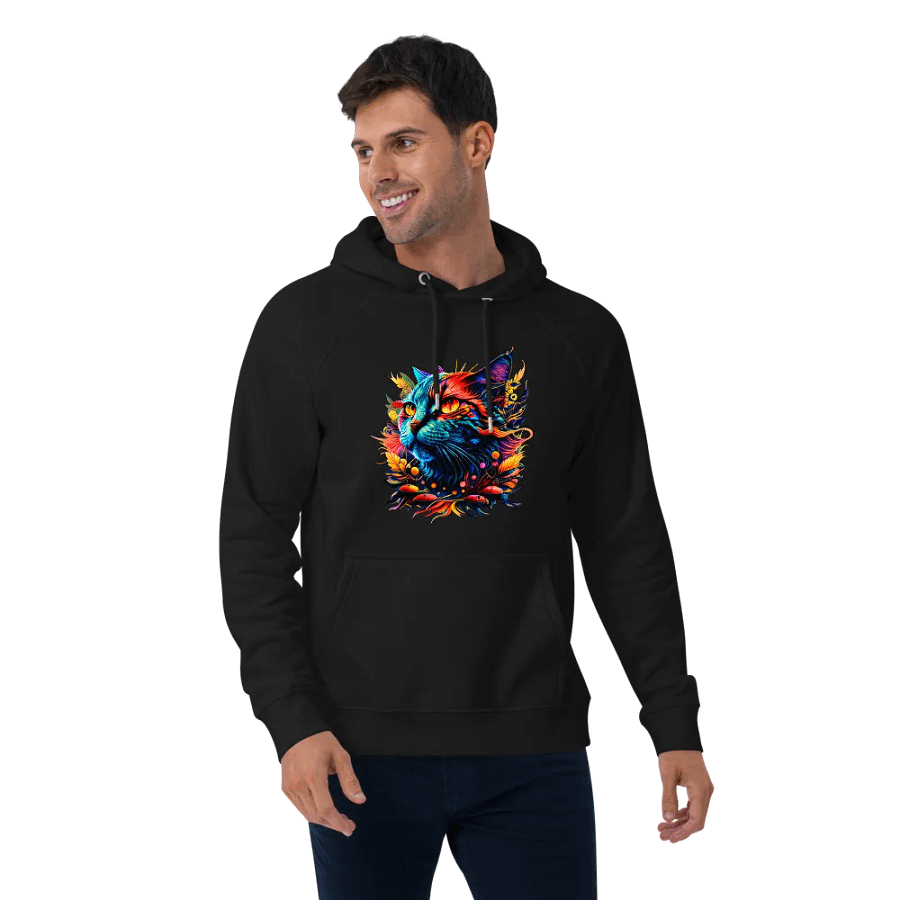 [Trippy Cat] - Unisex Eco Raglan Hoodie product image (7)