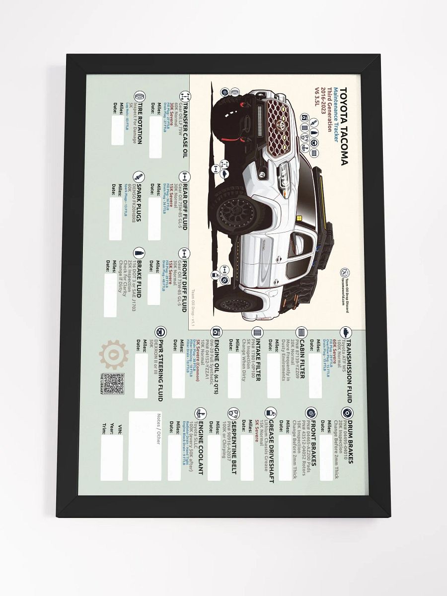 3RD GEN MAINTENANCE TRACKER V1.1 - White (Framed) product image (5)