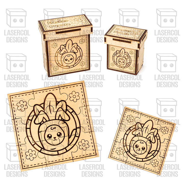 Easter Bunny Puzzle With Box Set 3 (2 Sizes) - Laser Cut Files product image (2)