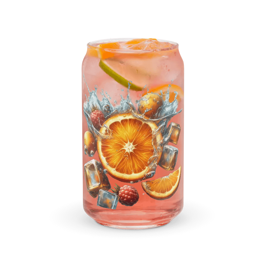 Orange fruit slices floating in the water, water and ice cubes design_03-Can-Shaped Glass product image (7)