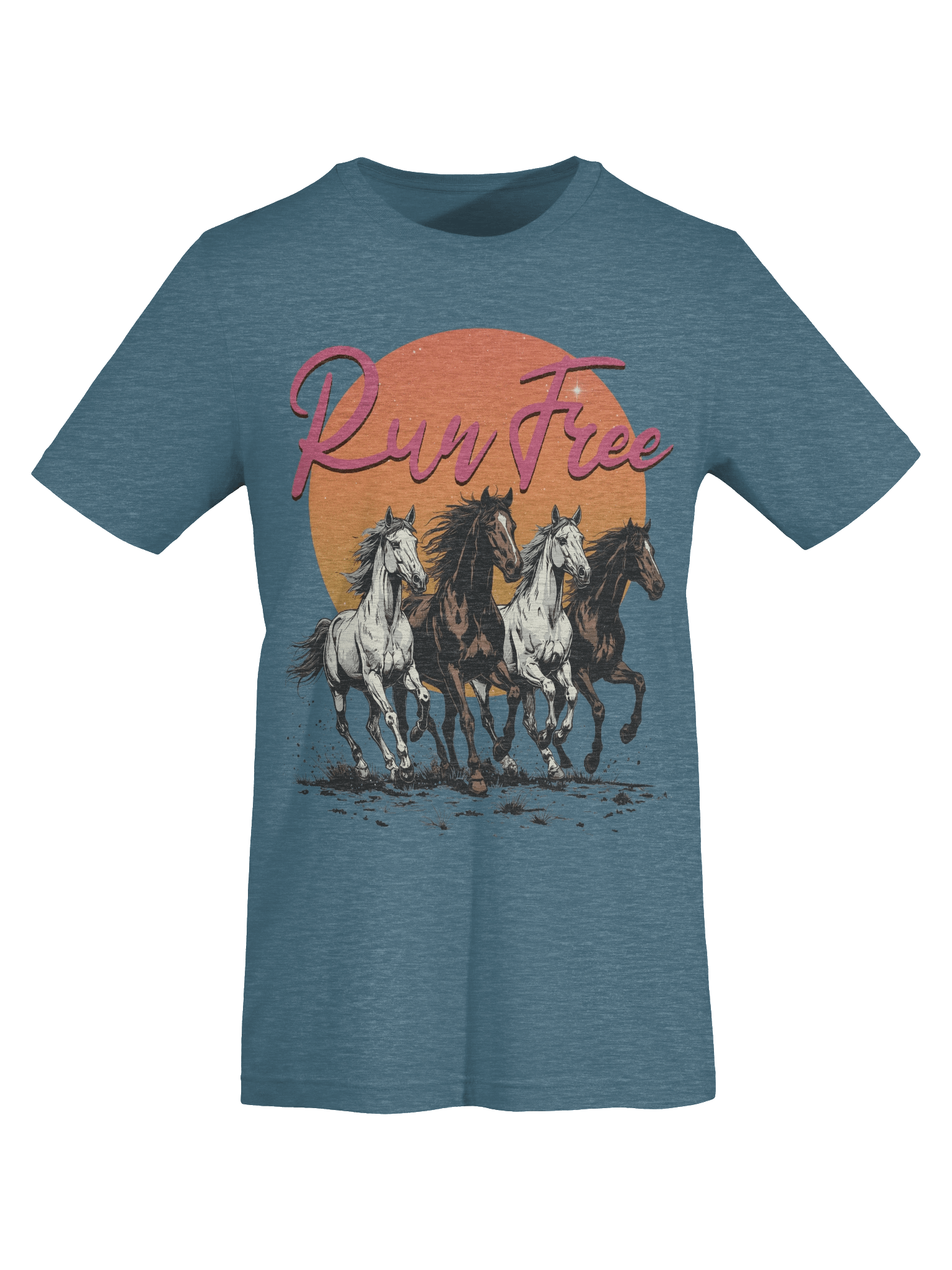 The "Run Free" Retro Horses Bella T-Shirt product image (32)