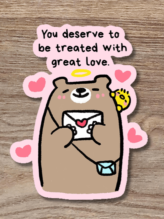 Teddy with a love letter | Positivity Glitter Sticker product image (1)