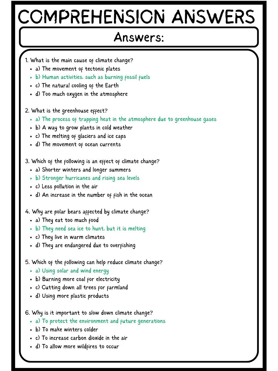 Climate Change Reading Comprehension PDF product image (4)
