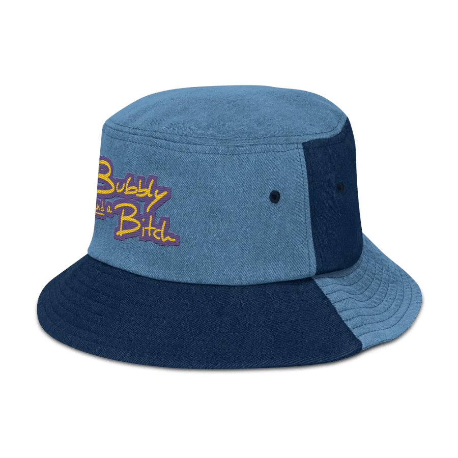 Bubbly and a B*tch (tulip design) denim bucket hat product image (4)