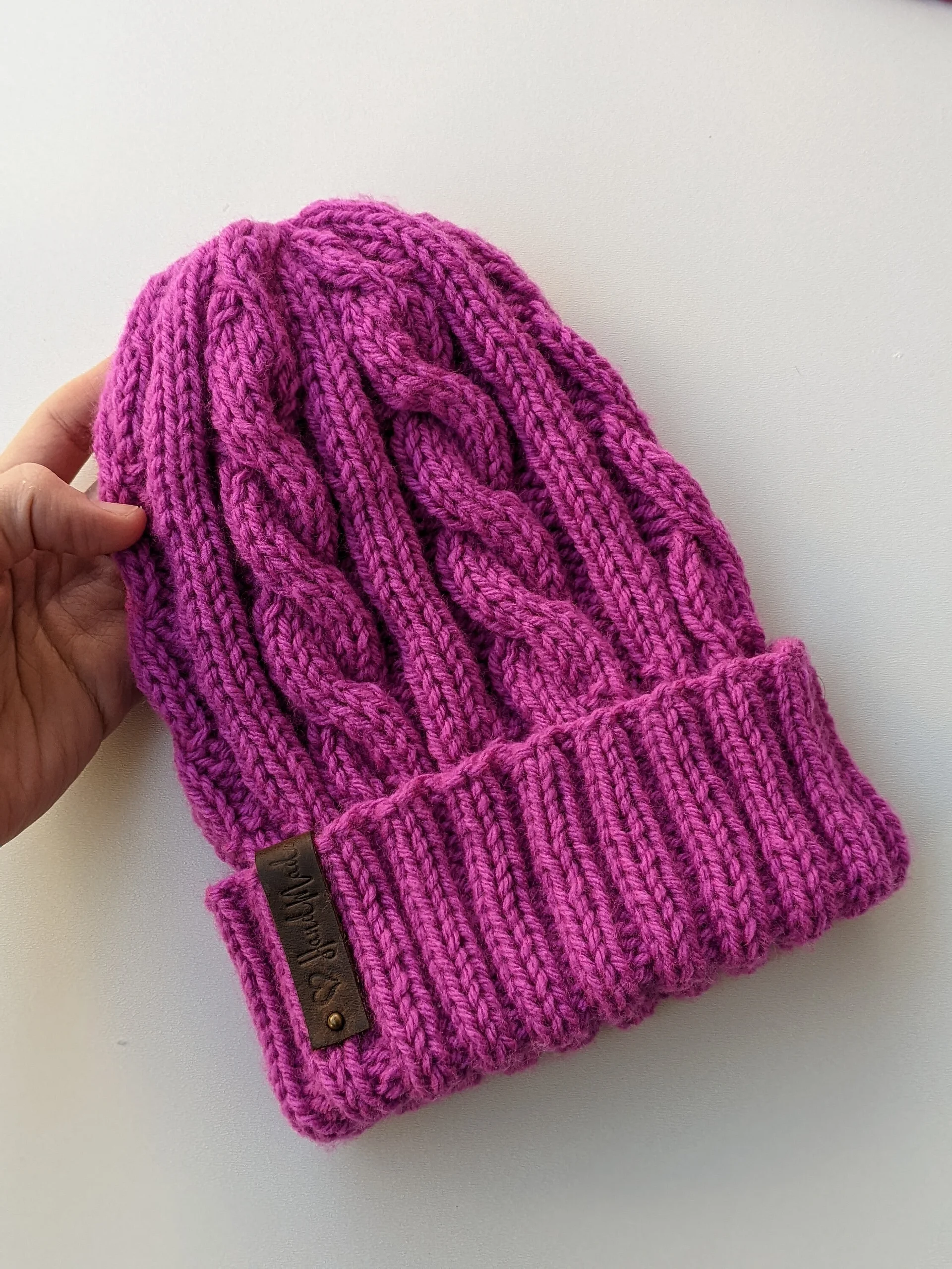 Worsted-Weight Yarn Crème Brûlée Cable Hat Knitting Pattern product image (5)