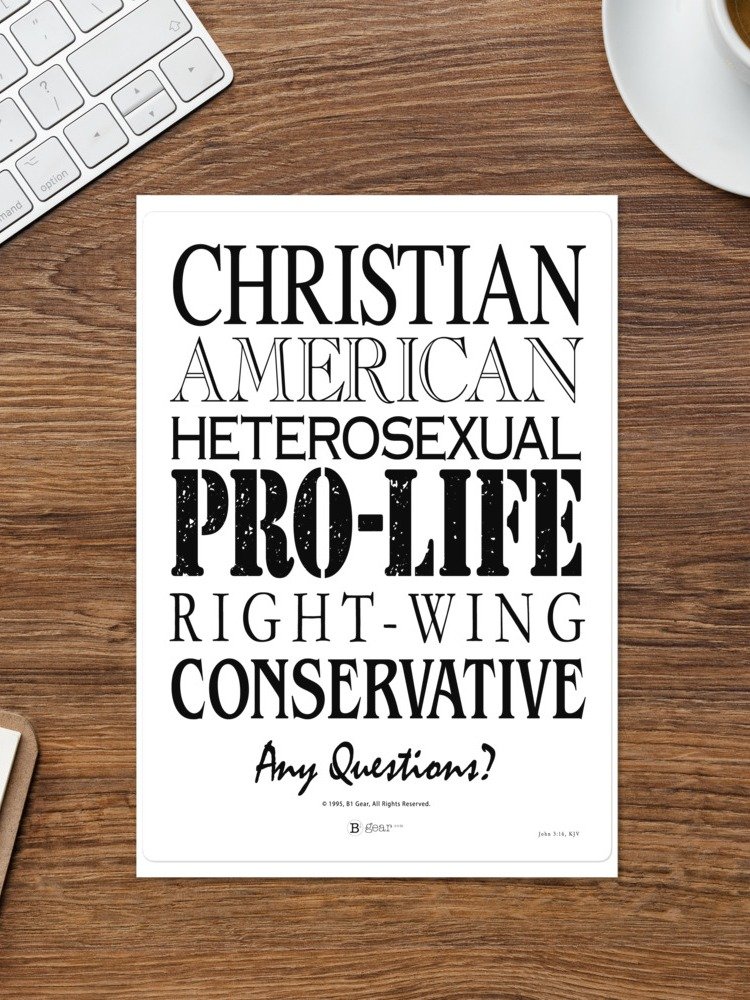 Christian American, Stickers. Patriotic Conservative Christian, Pro Life Right Wing, Heterosexual American Pride, Stickers. product image (5)