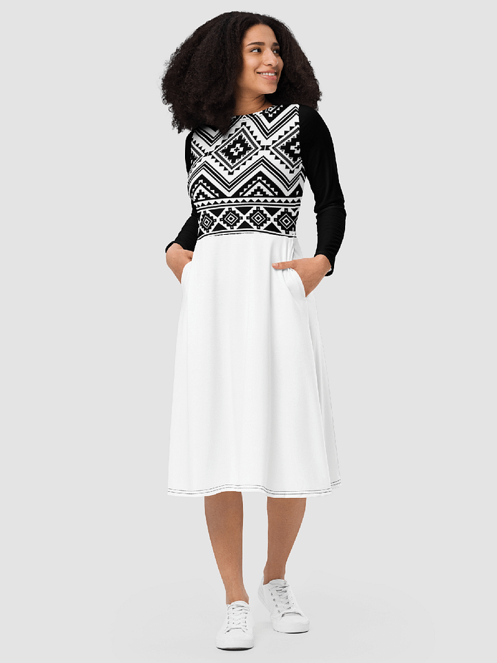 Tribal Print Long Sleeve Midi Dress product image (1)