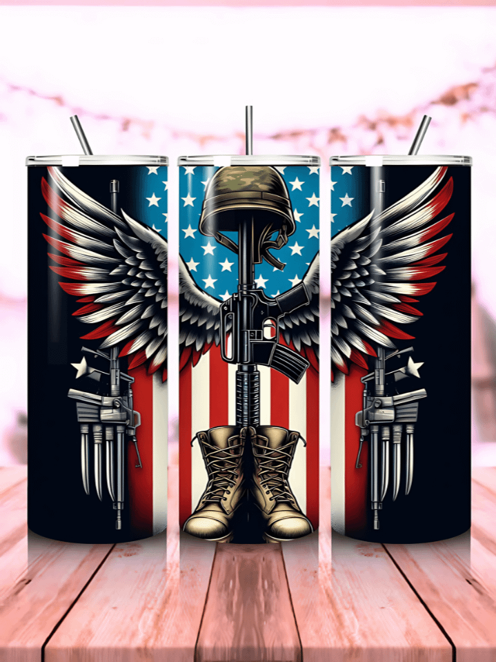 Memorial Day Patriotic Tumbler Wrap – 20oz Skinny Sublimation PNG – Veterans Tribute with USA Flag Theme – Great for 4th of July & Memorial Day – Instant Digital Download – 300 DPI product image (1)