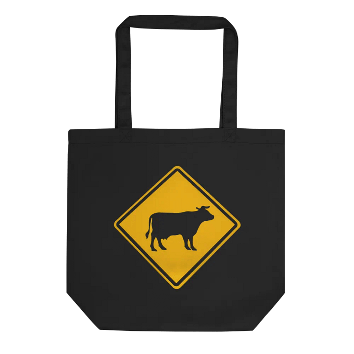 "Cow crossing sign" Black bag (medium size) product image (1)