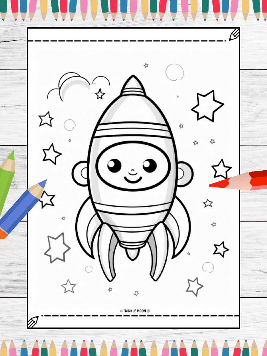 20 Cute Kawaii Space Coloring Pages#4 (PDF Coloring Pages) product image (4)
