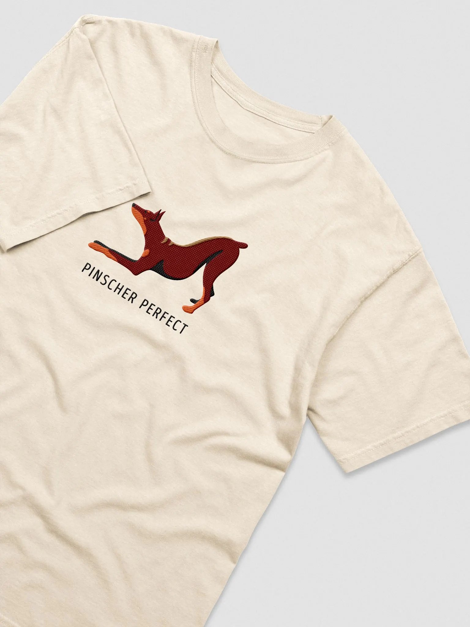 Pinscher Perfect T-Shirt(Embroidered) of a Doberman Pinscher(Red) product image (5)