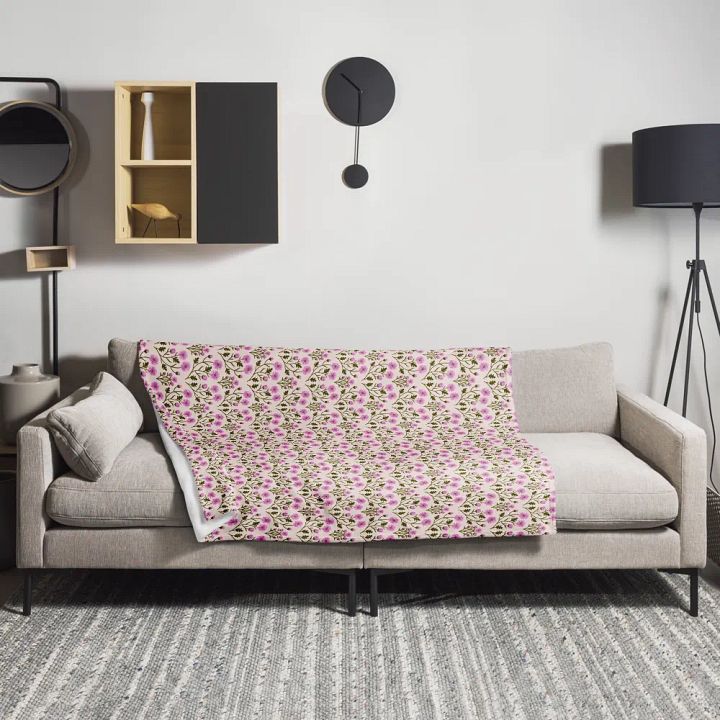 Harmony of Mums - Pink and Forest Green - Throw Blanket product image (1)