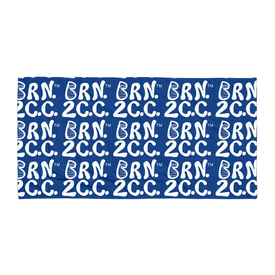 BRN.2C.C.™ | Coastal Classic Beach Towel | All-Over Logo Print | Vibrant Colors for Salty Souls | White Logo on Cerulean Blue product image (1)