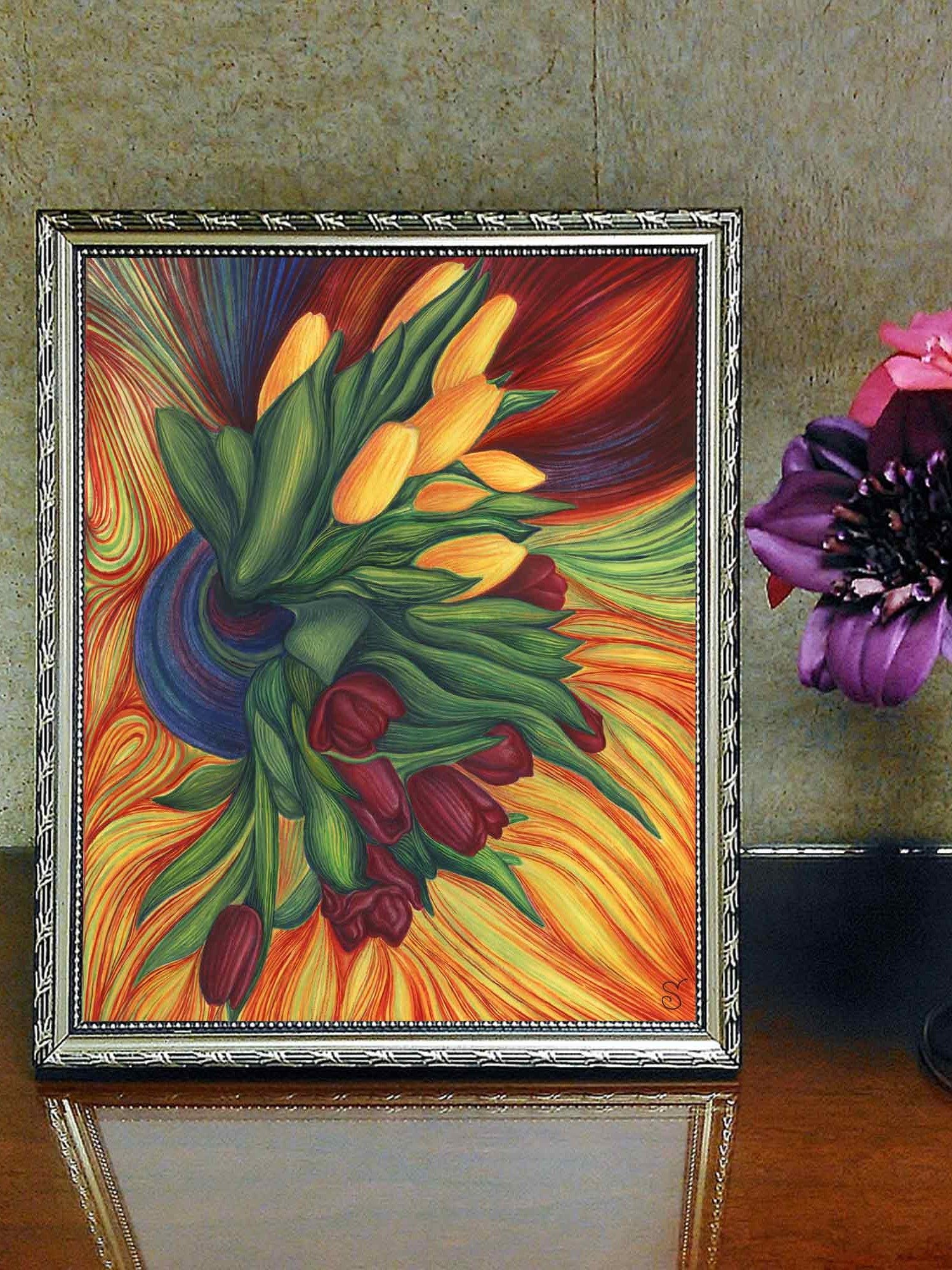 Vibrant Matte Poster Print - Yellow and Purple Tulips product image (7)