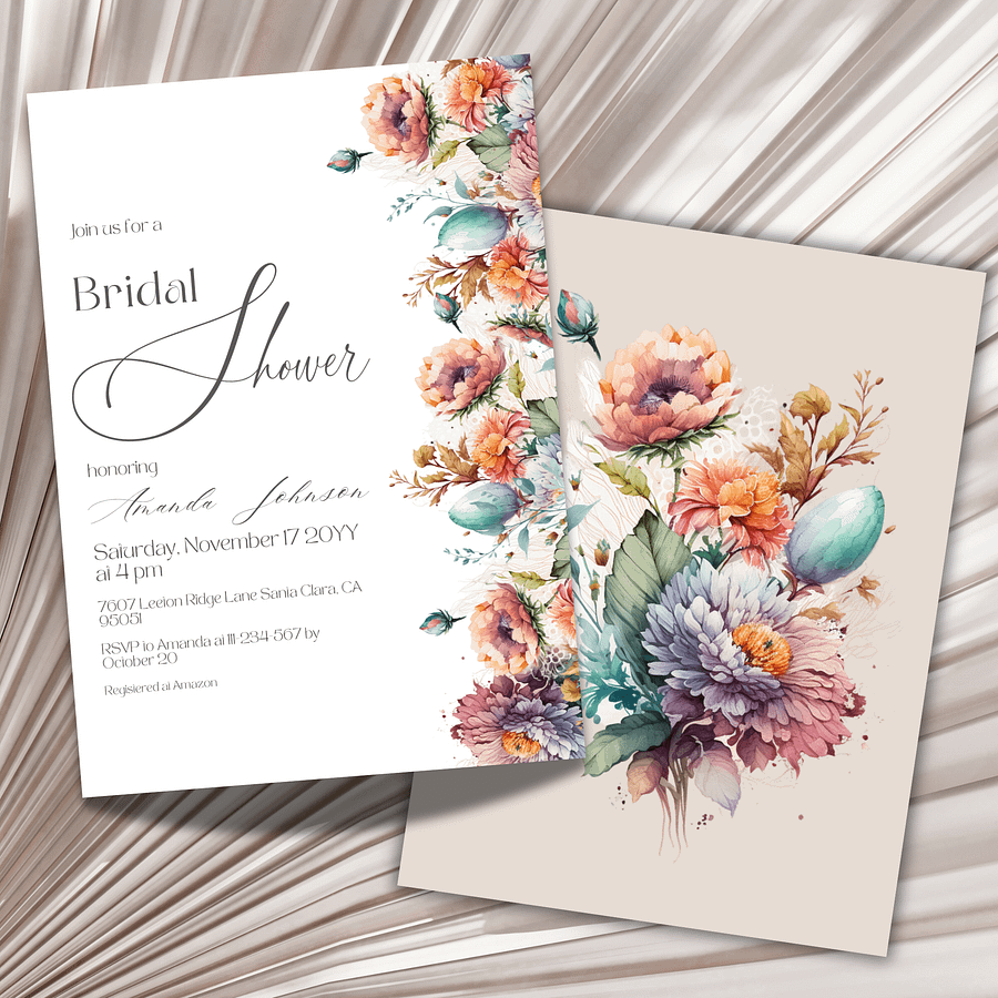 Boho Bridal Shower Invitation, Wildflower Floral Wedding Shower Invite Canva Template for a Rustic Garden Party Theme Idea, Digital Download product image (4)