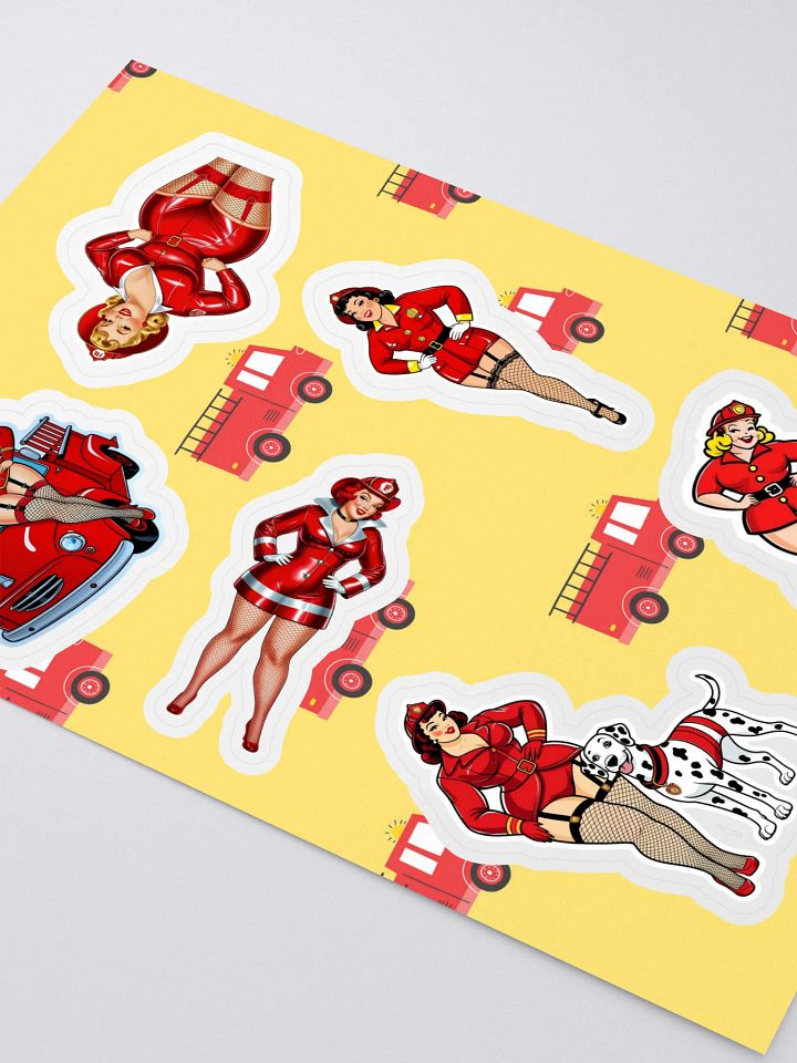 Vintage Firefighter Pin-Up Sticker Sheet product image (2)