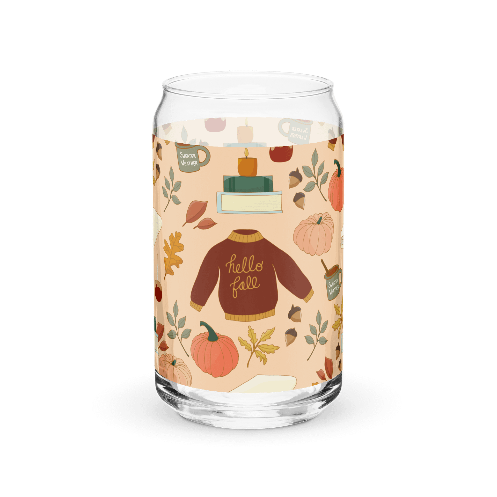 Cozy Fall Pattern Glass Tumbler product image (2)