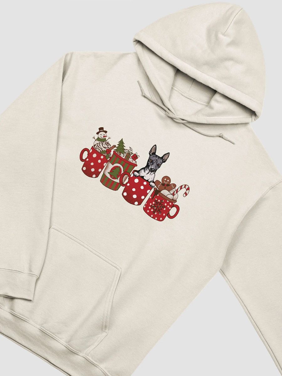Cute American Hairless Terrier in a Christmas Cup Hooded Sweatshirt | Funny Christmas Pup in a Cup product image (20)