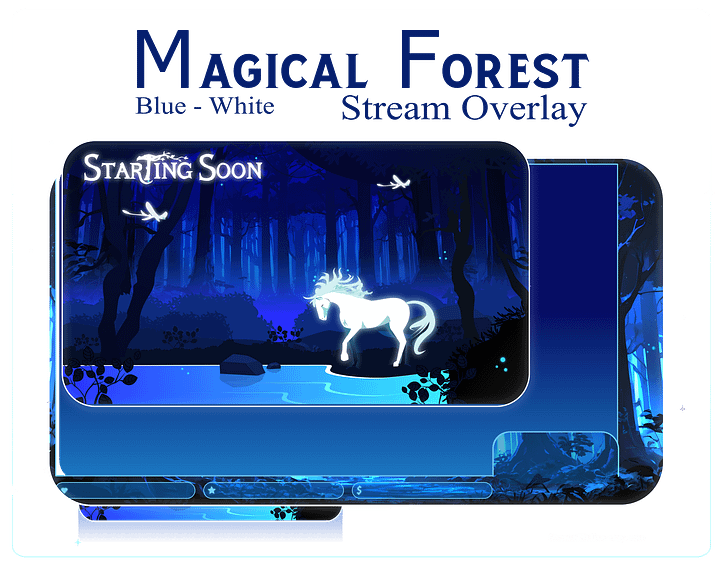 MAGICAL FOREST Stream Overlay Animated Pack, Magical Overlay Animated, Forest Stream Overlay, Horse Stream Overlay Animated, Blue Overlay product image (1)