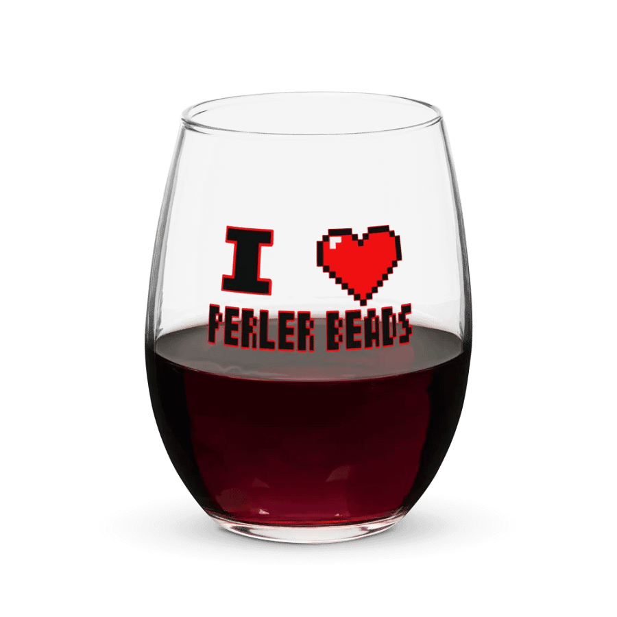 I Heart Perler Bead 2 Wine Glass product image (5)