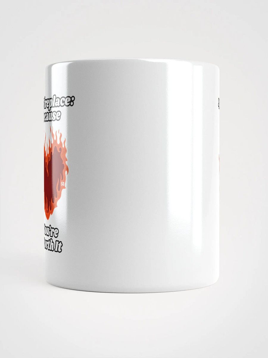 Flaming Heart - 4K Fireplace: Because You're Worth It | White Glossy Mug product image (5)