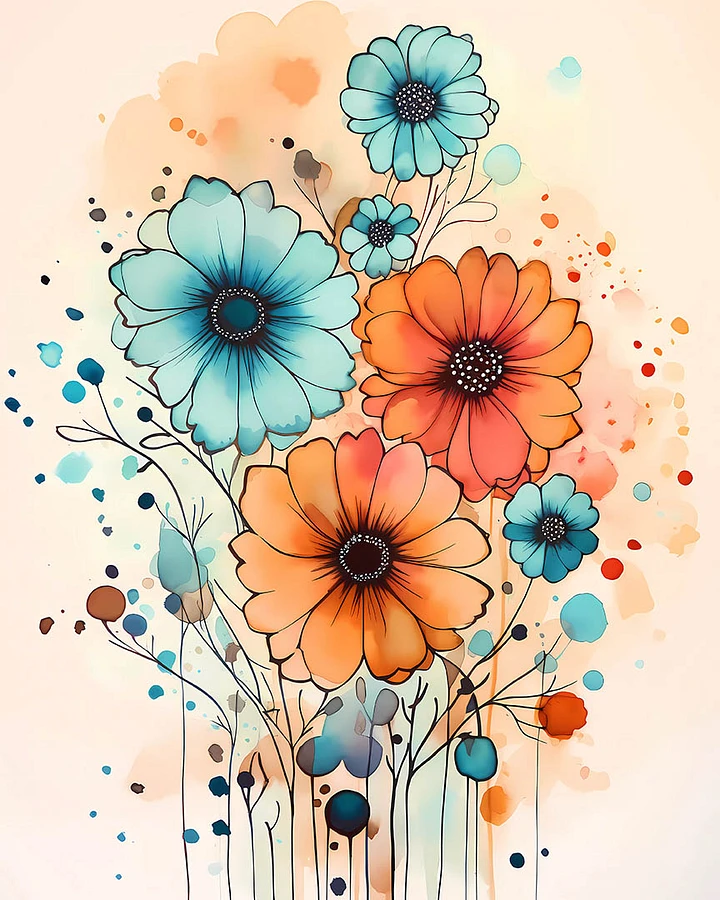Whimsical Watercolor Blooms: Playful Floral Art Matte Poster product image (1)