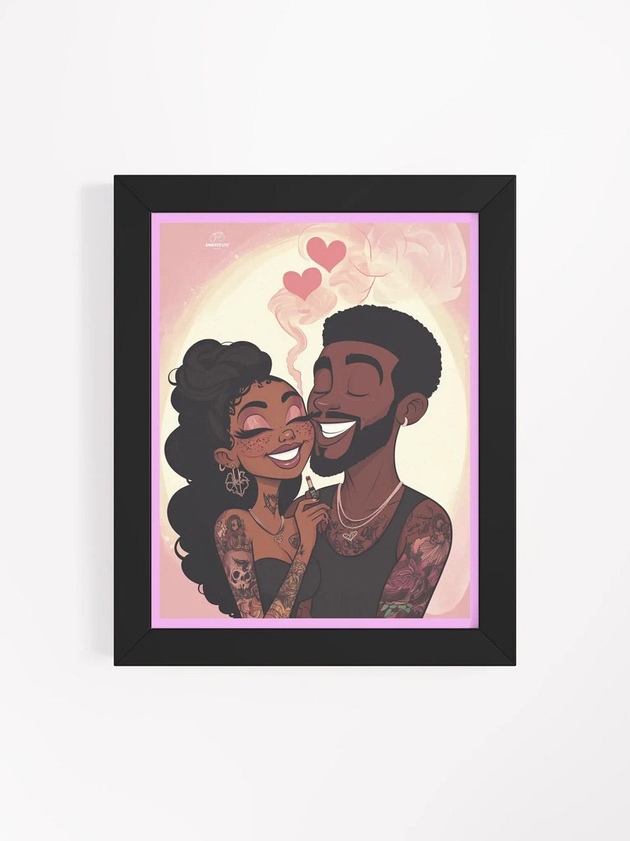 Stoner Art | Smoked with Love - Cannabis-Themed Couple Smoking Together Framed Poster product image (7)