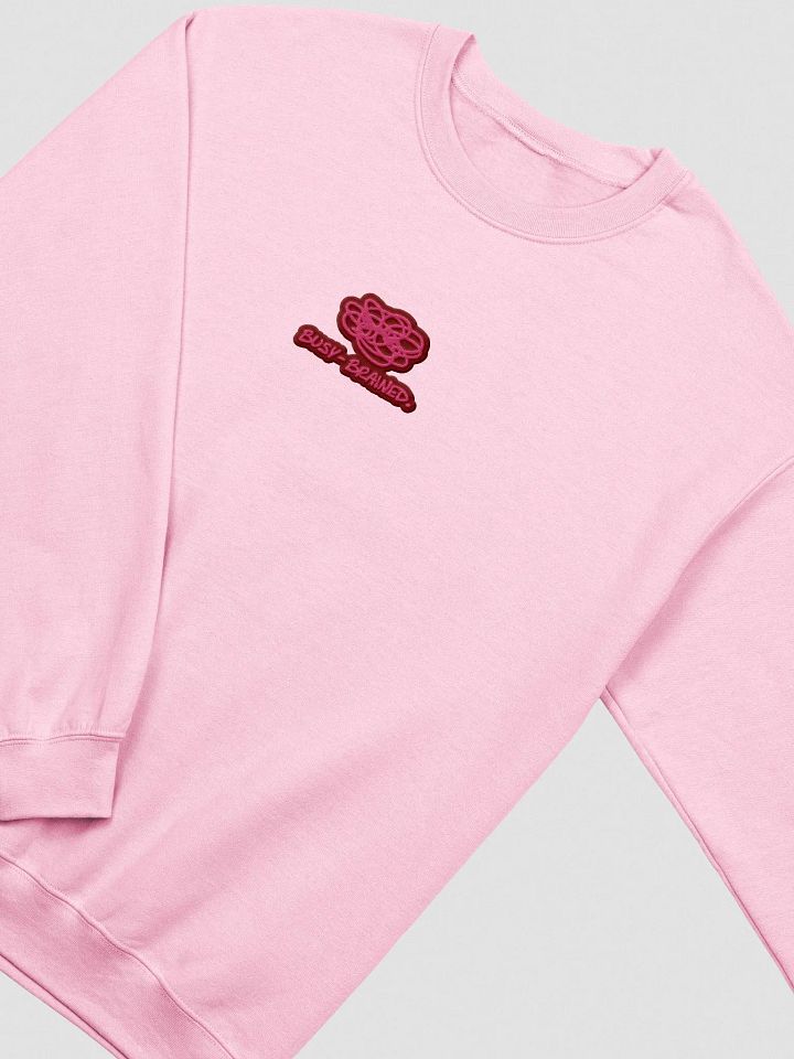 BUSY-BRAINED embroidered crewneck (monochrome pink bubble design) product image (1)
