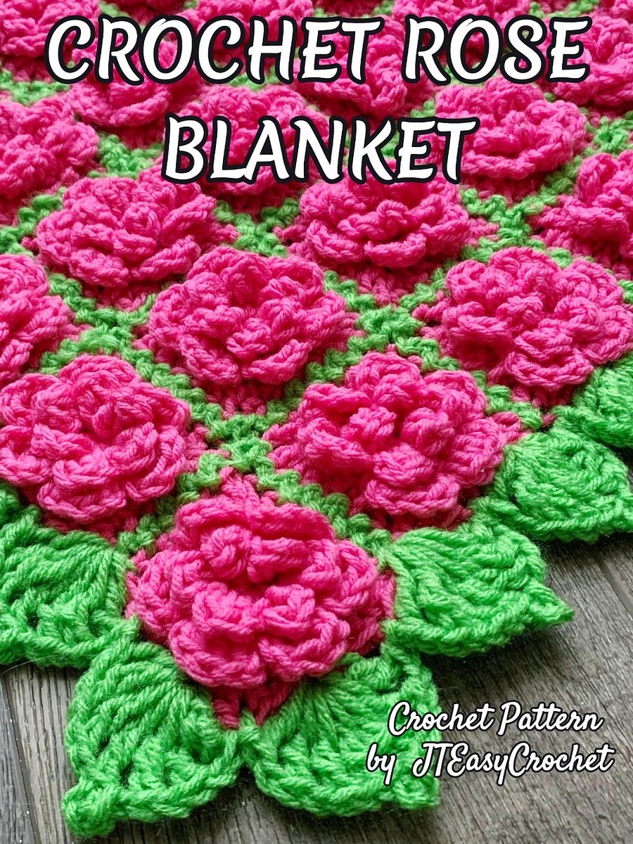 Victorian Style Rose Flower Baby Blanket Crochet Pattern, Crochet Motif Boho Throw Blanket or Nursery Rug product image (8)