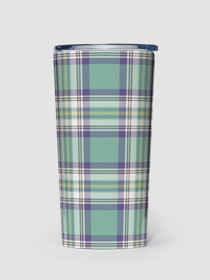Light Green, Purple, & Yellow Plaid Travel Tumbler product image (2)