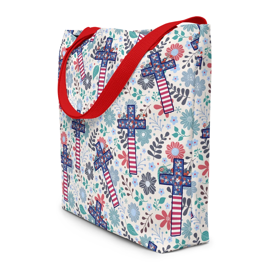 Floral Patriotic Cross Patterned Tote Bag product image (4)