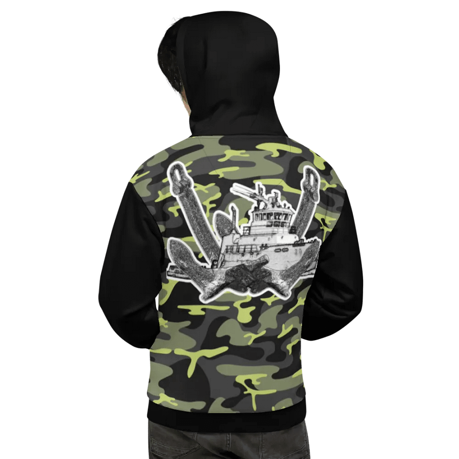 black & Green Camouflage Twin Anchor Titan tug Hoodie product image (9)