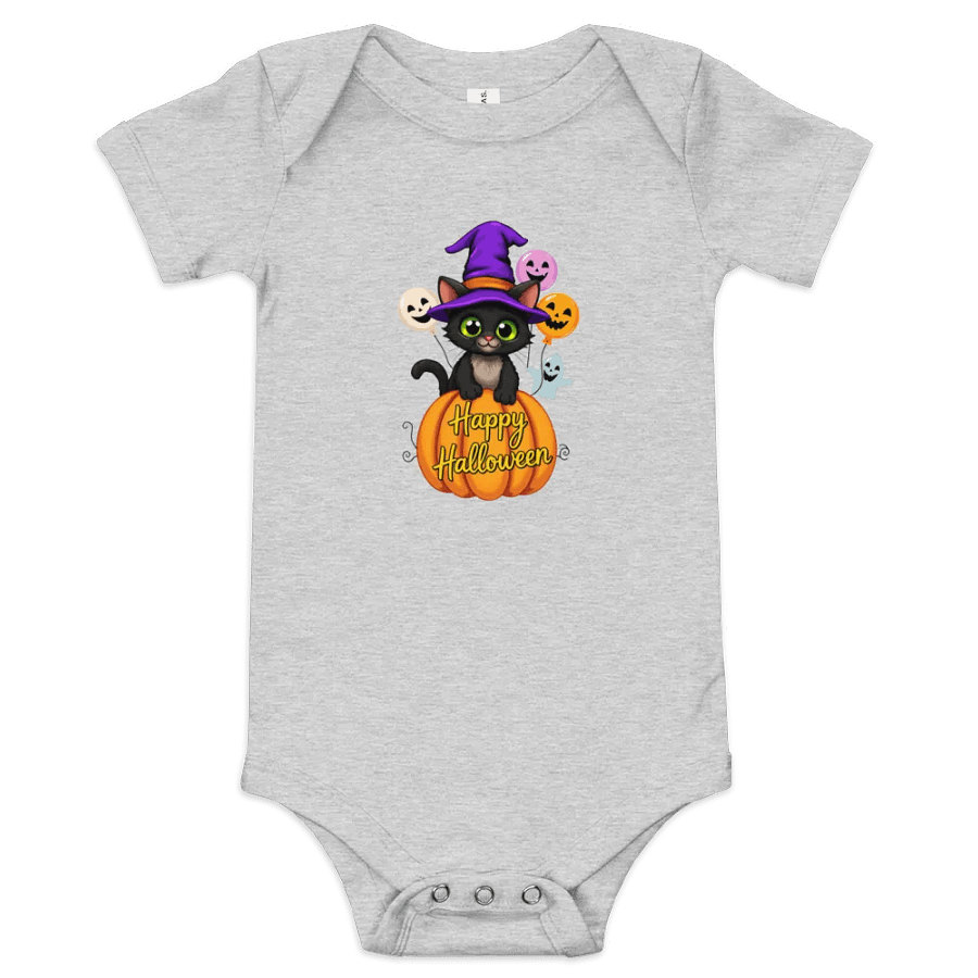 Witchy Sitting Pumpkin Cat Baby Romper Onesie product image (1)