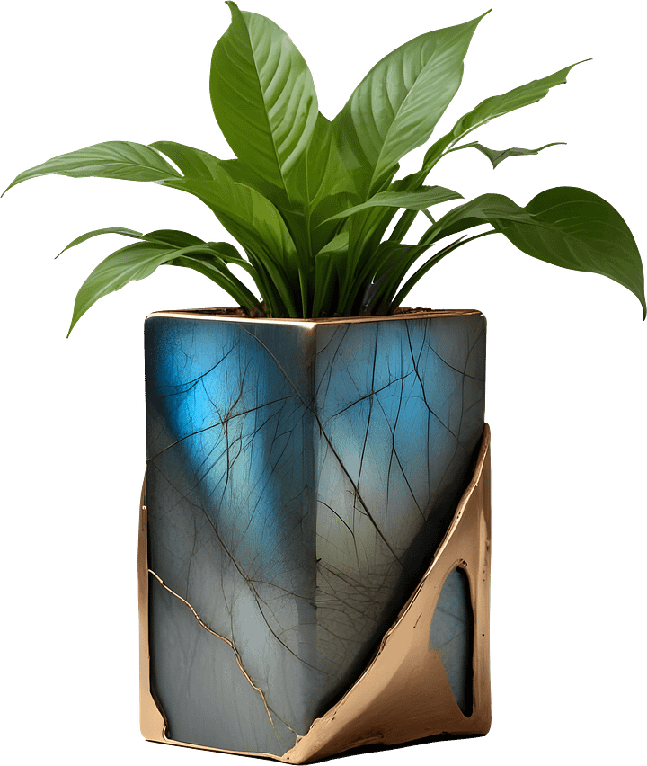 Stellar Luxe – Labradorite Textured Bronze Planter PNG product image (1)
