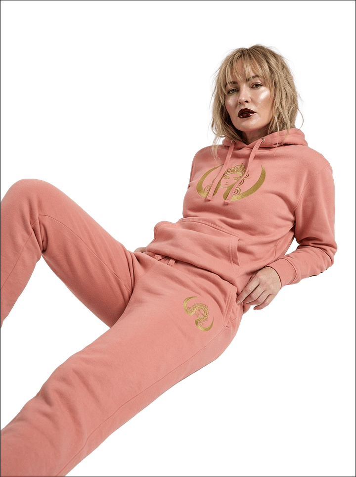 CIRCEMOON Rose Quartz Joggers with Gold Goddess Emblem, unisex - pink product image (1)