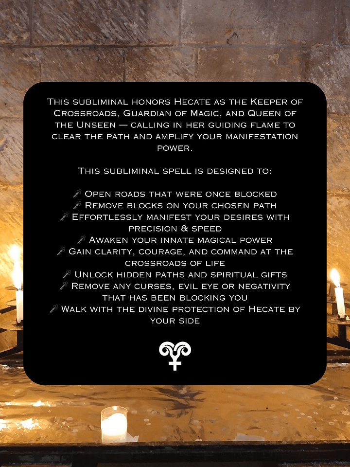 HECATE'S ROAD OPENER Subliminal Ritual to Open Doors, Remove Blocks, Increase Magic & Manifesting Powers! product image (2)