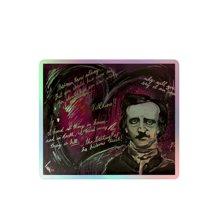 Edgar Allen Poe Heart Holographic Sticker product image (2)