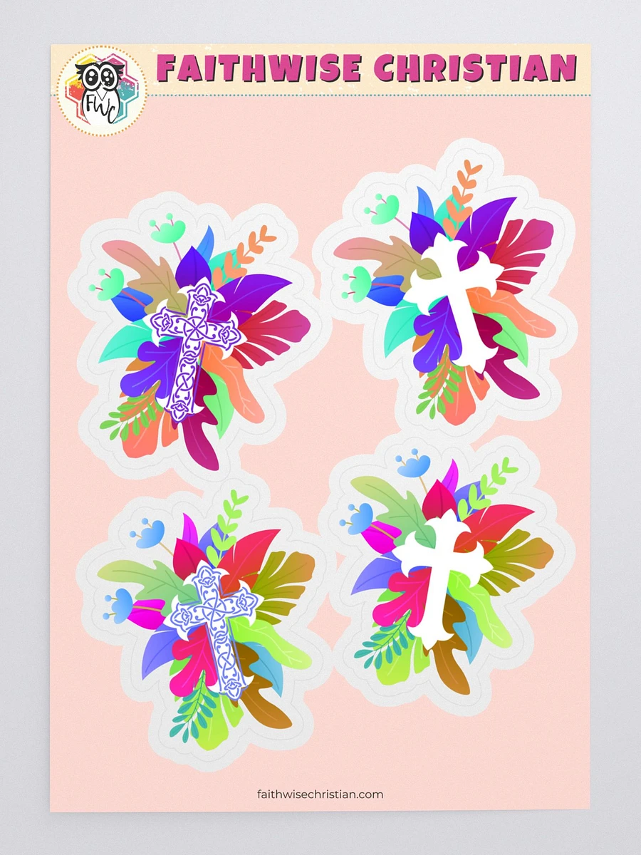 Multicolored Floral Cross Sticker Sheet product image (3)