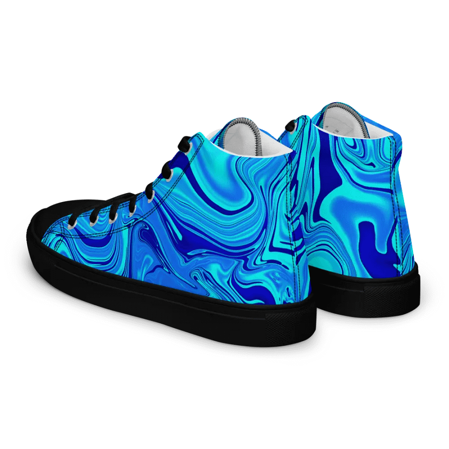 Women's High Top Canvas Shoes - Light and Dark Blue Digital Fluid Art product image (7)