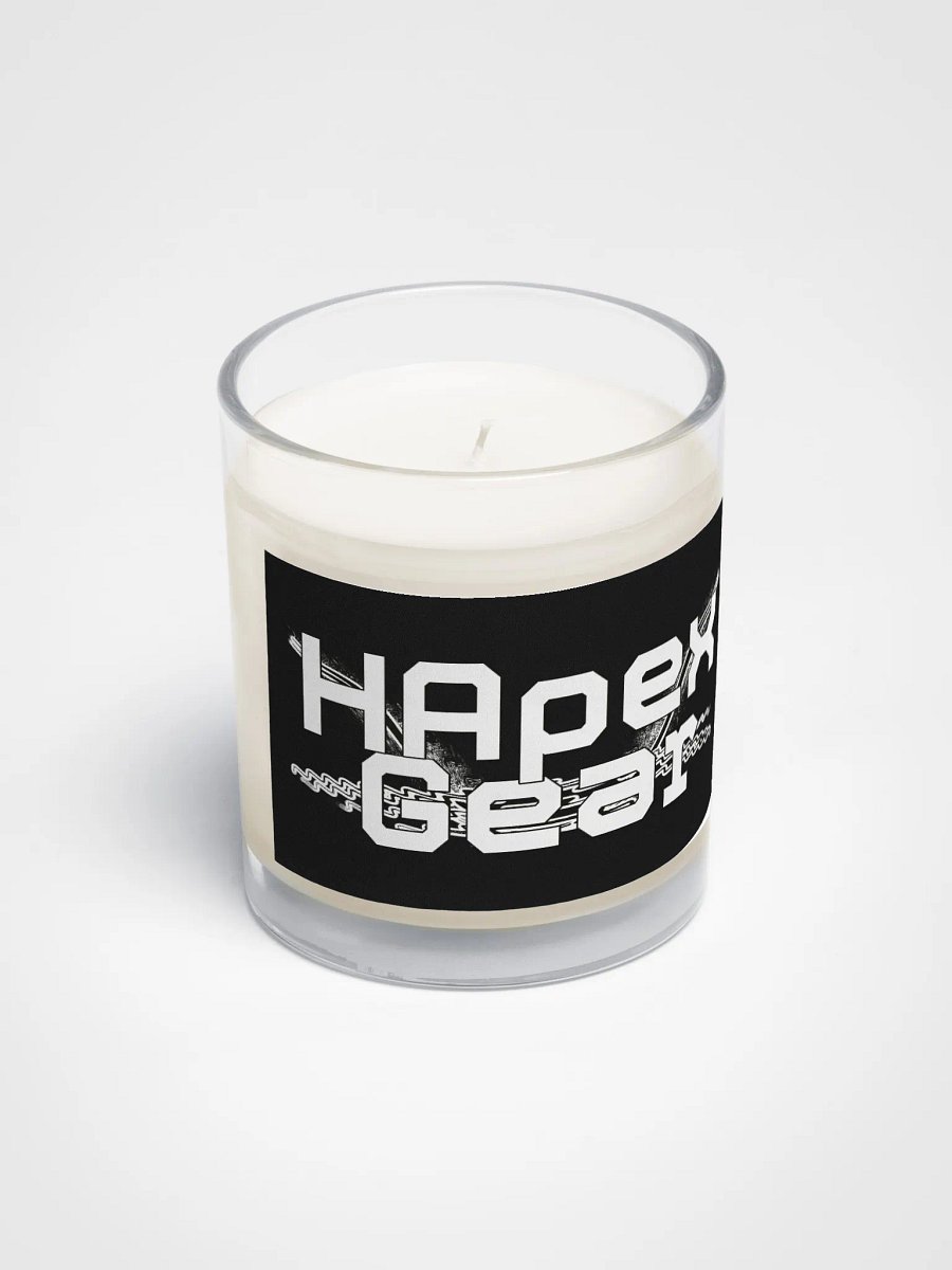 Soy Wax Candle In A Clear Glass Jar - White HApex Gear Black Logo product image (2)