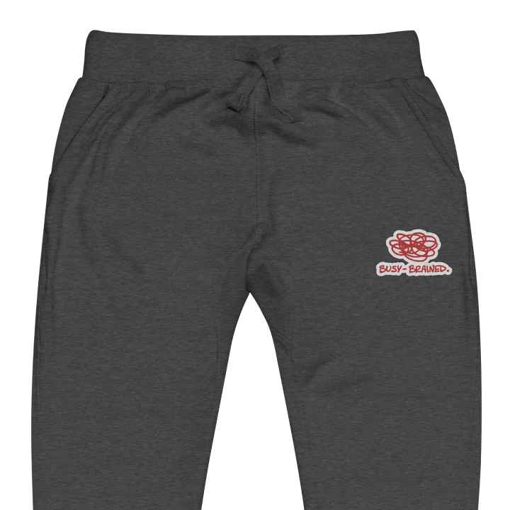 BUSY-BRAINED (red bubble design) embroidered fleece joggers product image (1)